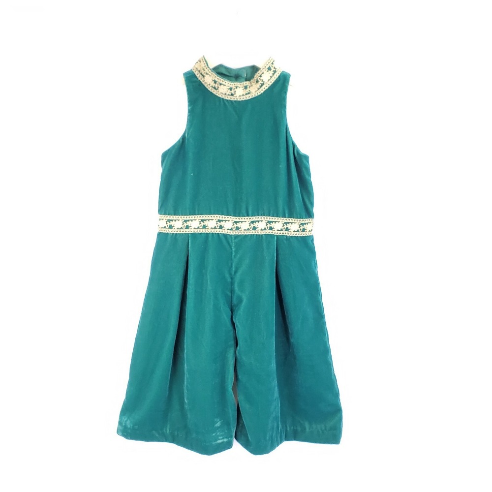 Janie and Jack Dress 12-18 mo Ornate Opera Lined‎ Green Velvet Velour Holiday